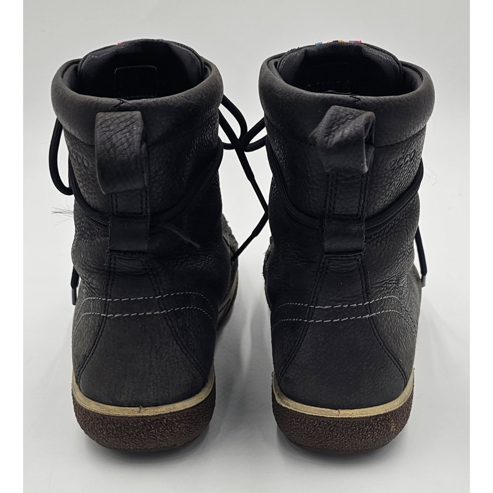 ECCO‎ Black Leather Lace Up Ankle Combat Boots – Women's Size 37 (US 6) - Picture 6 of 8
